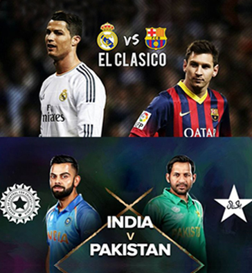 Explore the Cricket & Football’s Greatest Rivalries - India vs Pakistan in cricket & Barcelona vs Real Madrid in football.